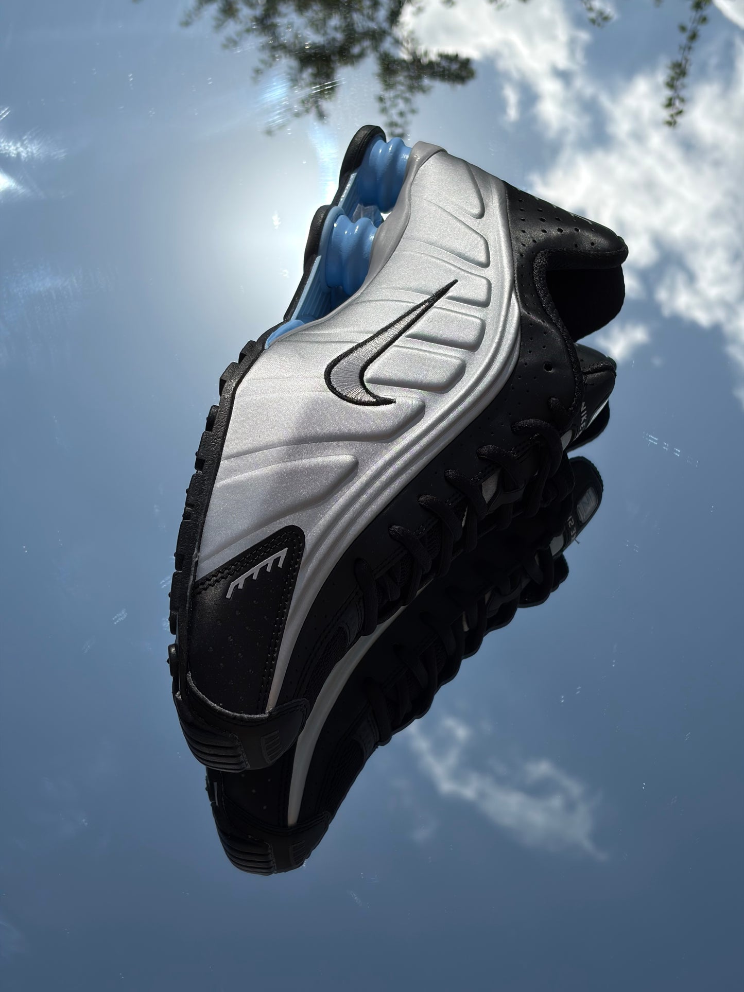 Nike Shox R4 Metallic Silver Black Psychic Blue - Taille 44