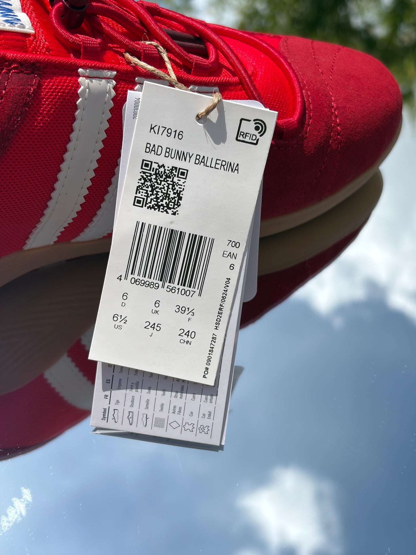 Adidas Ballerina Vivid Red X Bad Bunny - Taille 39,5