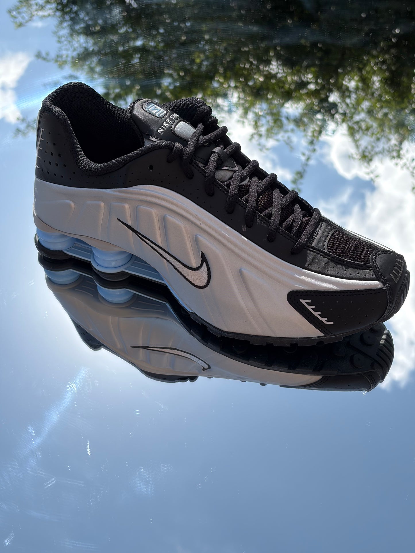 Nike Shox R4 Metallic Silver Black Psychic Blue - Taille 44