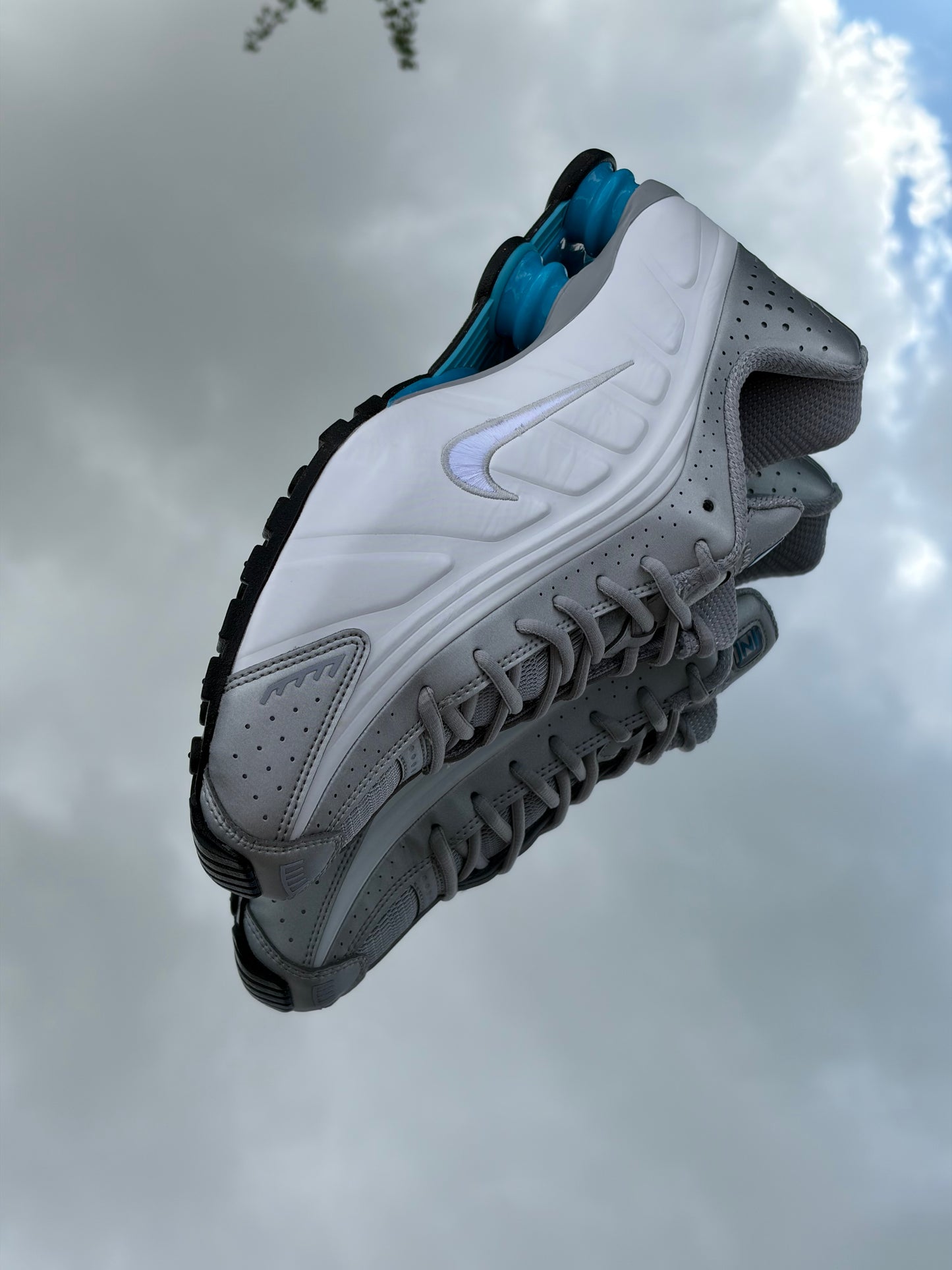 Nike Shox R4 Metallic Silver Blue Lagoon - Taille 44