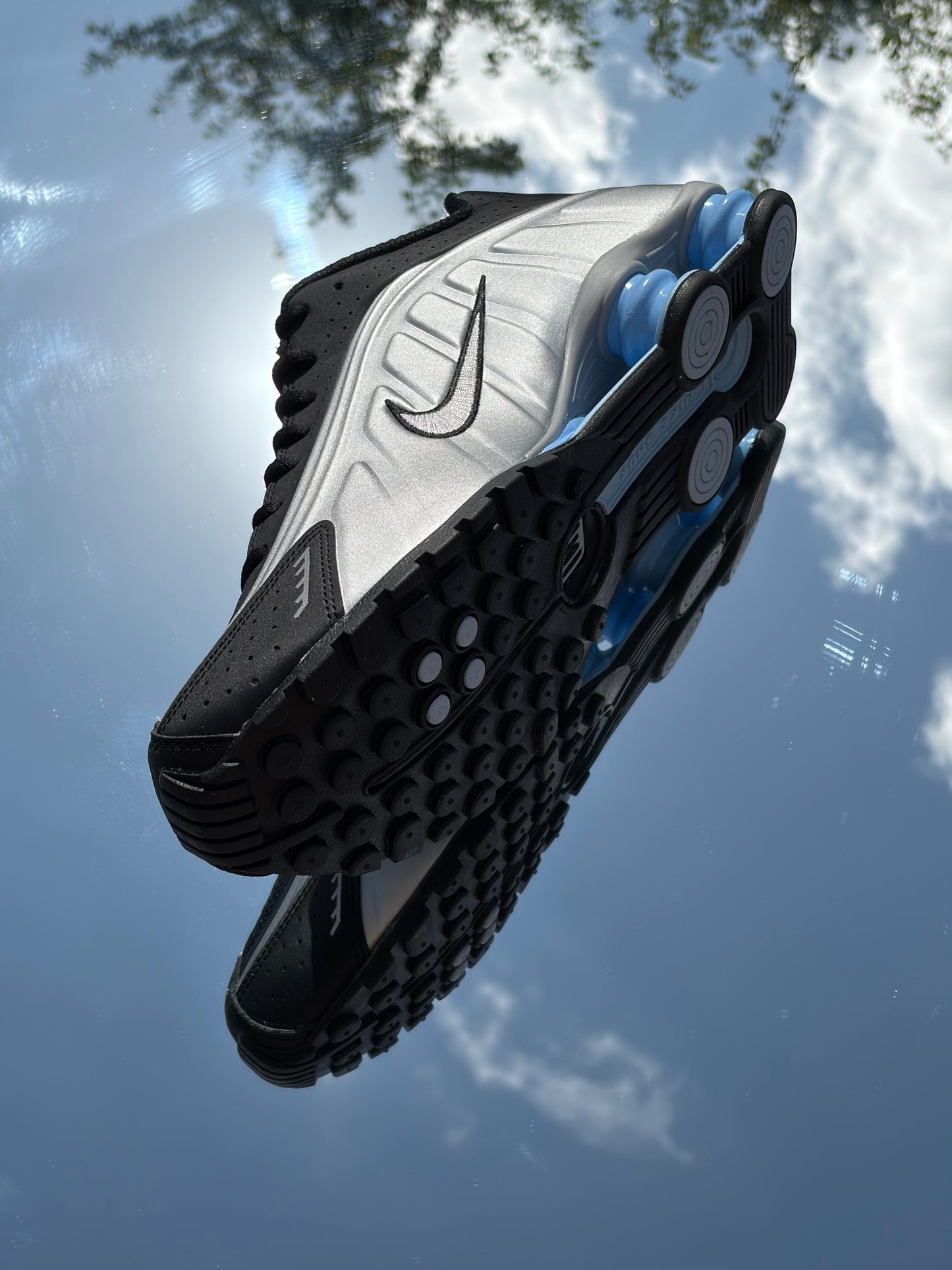 Nike Shox R4 Metallic Silver Black Psychic Blue - Taille 44