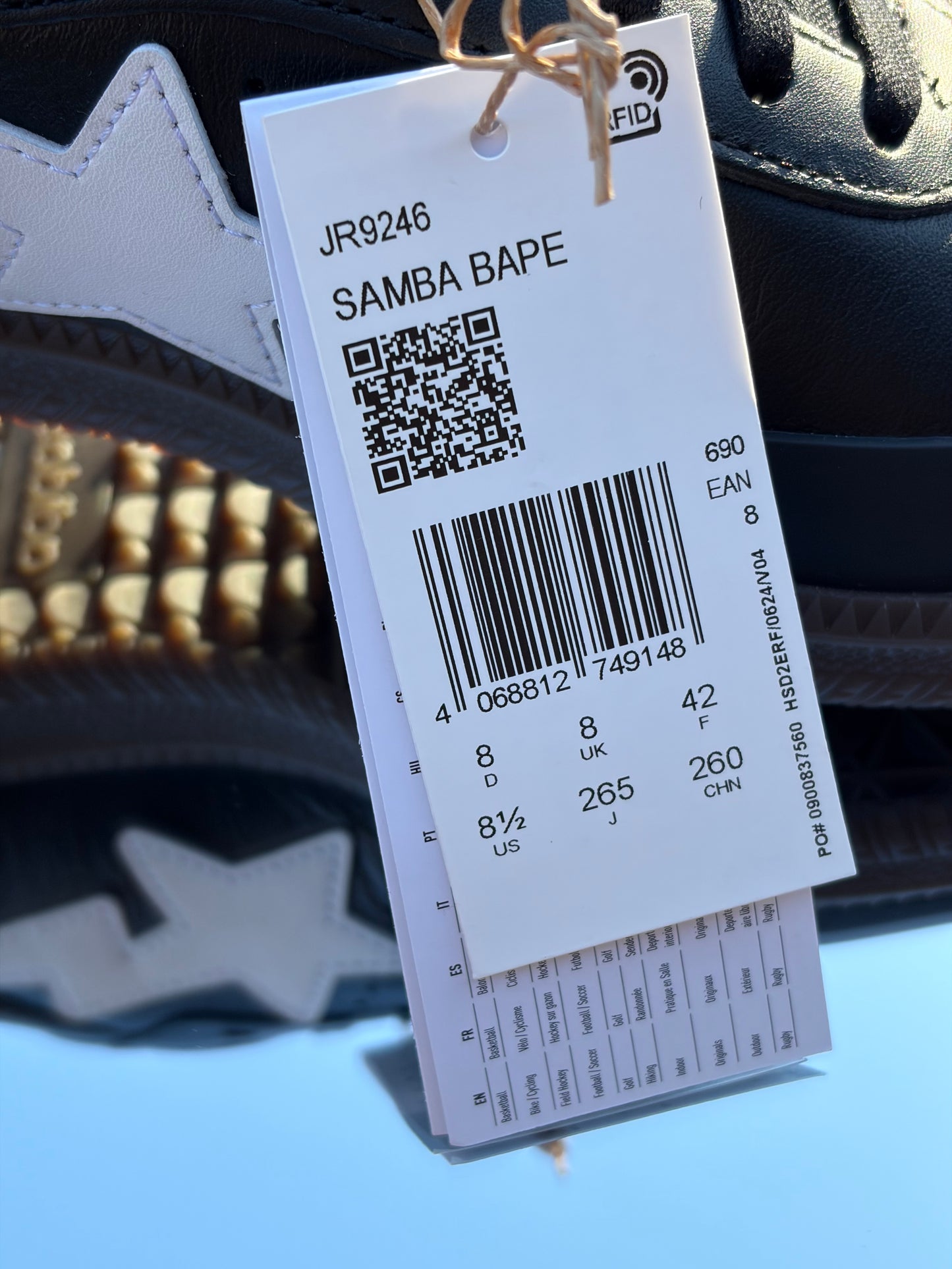 Adidas Samba Black X Bape - Taille 42