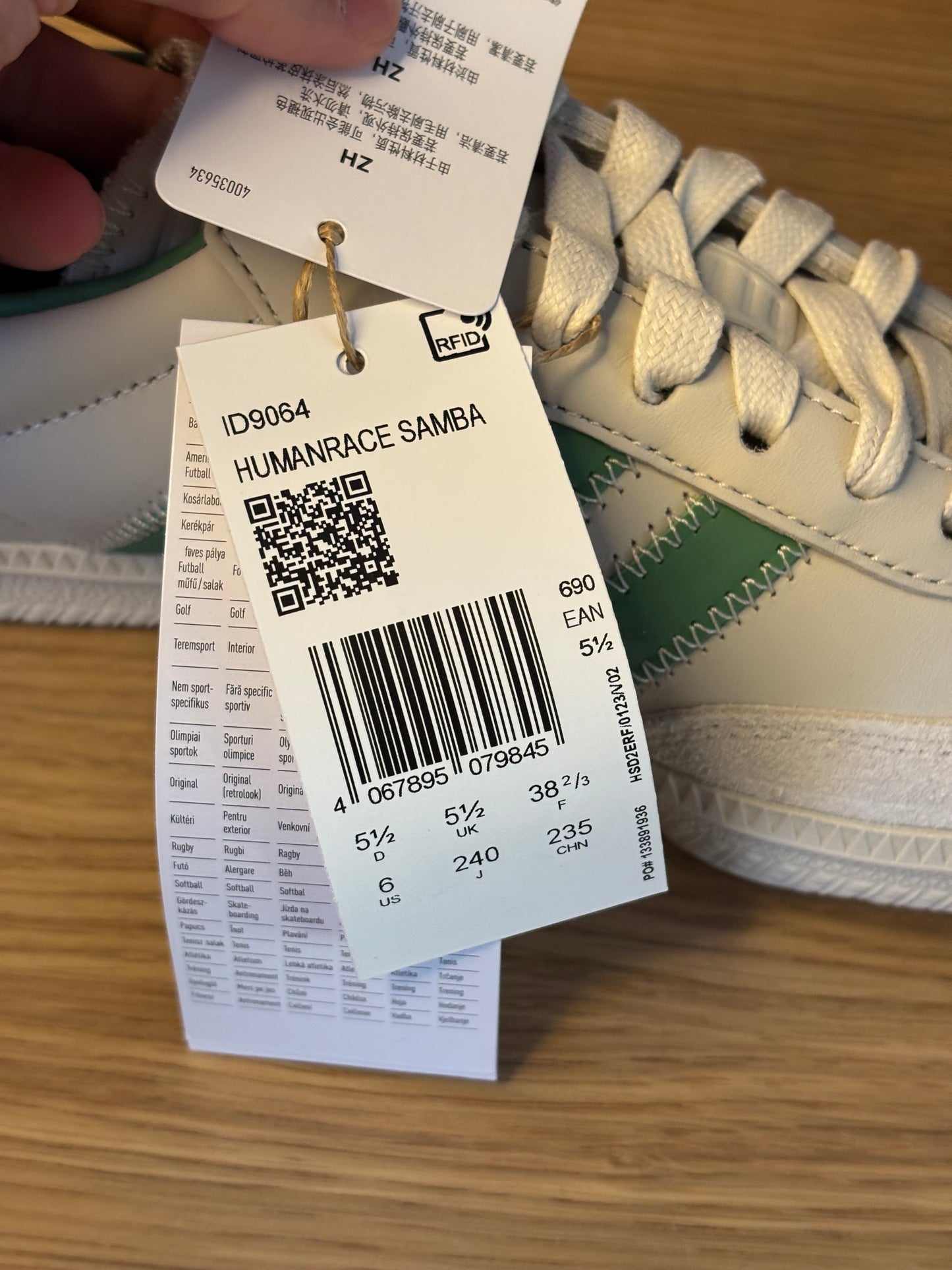 Adidas Samba Aluminium Preloved Green X Human Race (Taille 38,5)