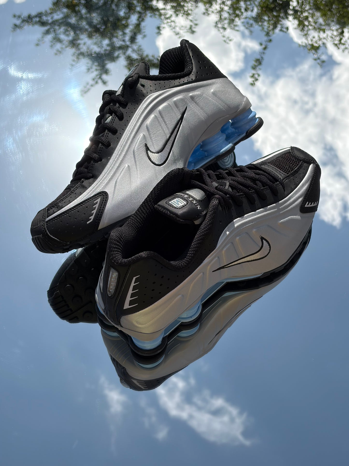 Nike Shox R4 Metallic Silver Black Psychic Blue - Taille 44