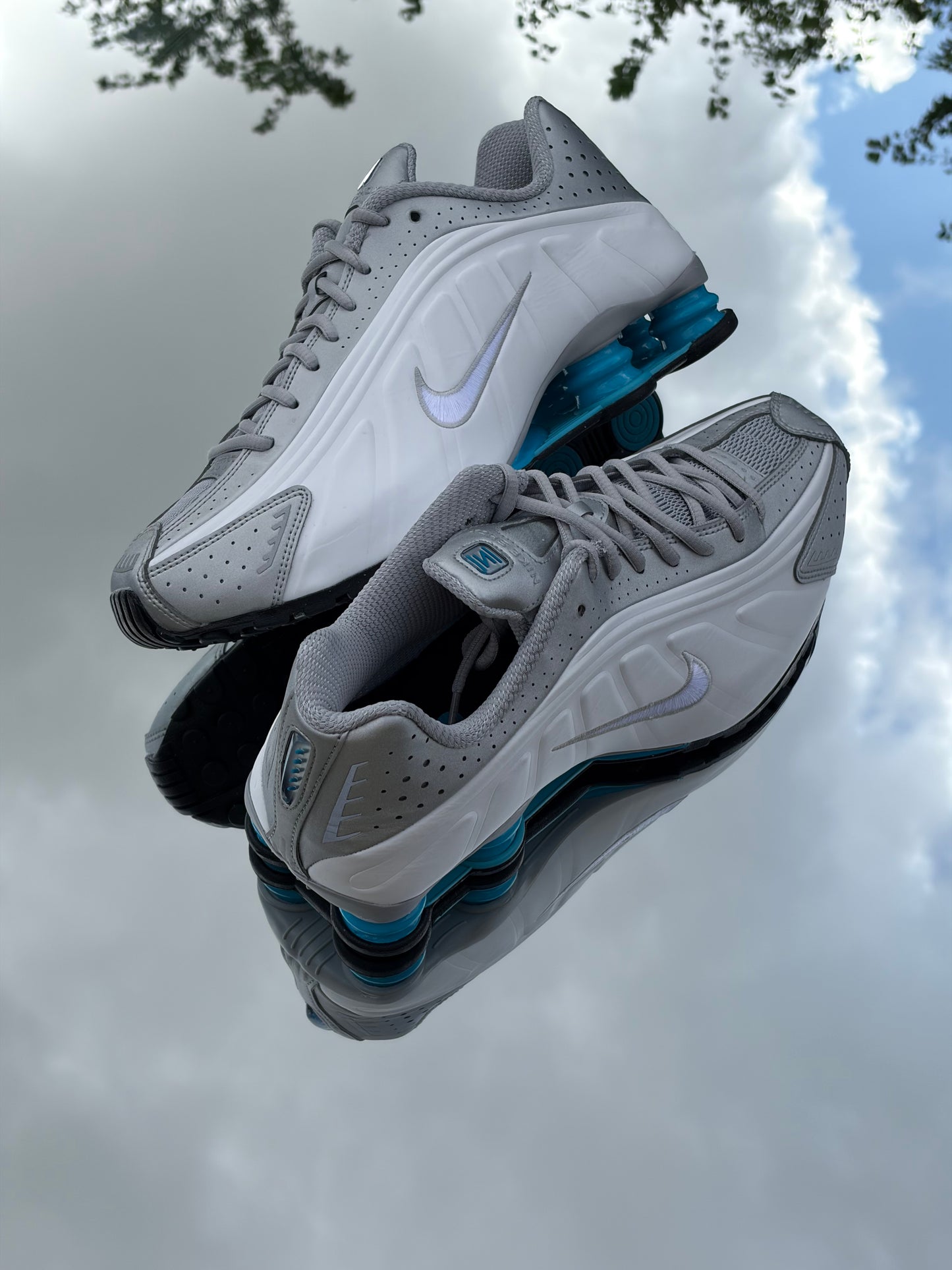 Nike Shox R4 Metallic Silver Blue Lagoon - Taille 44